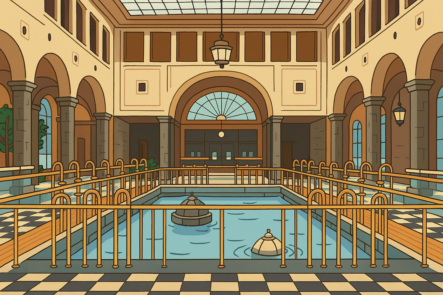 Brunnen- und Wandelhalle